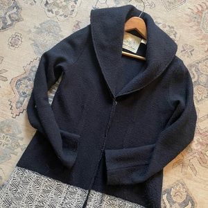 Anthropologie Boiled Wool Lace Jacket